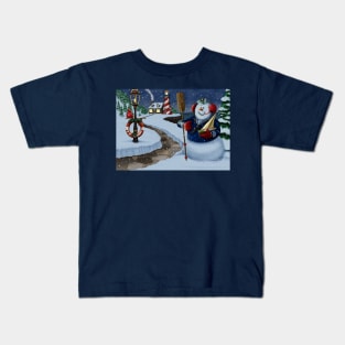 Navy Sailor Snowman Kids T-Shirt